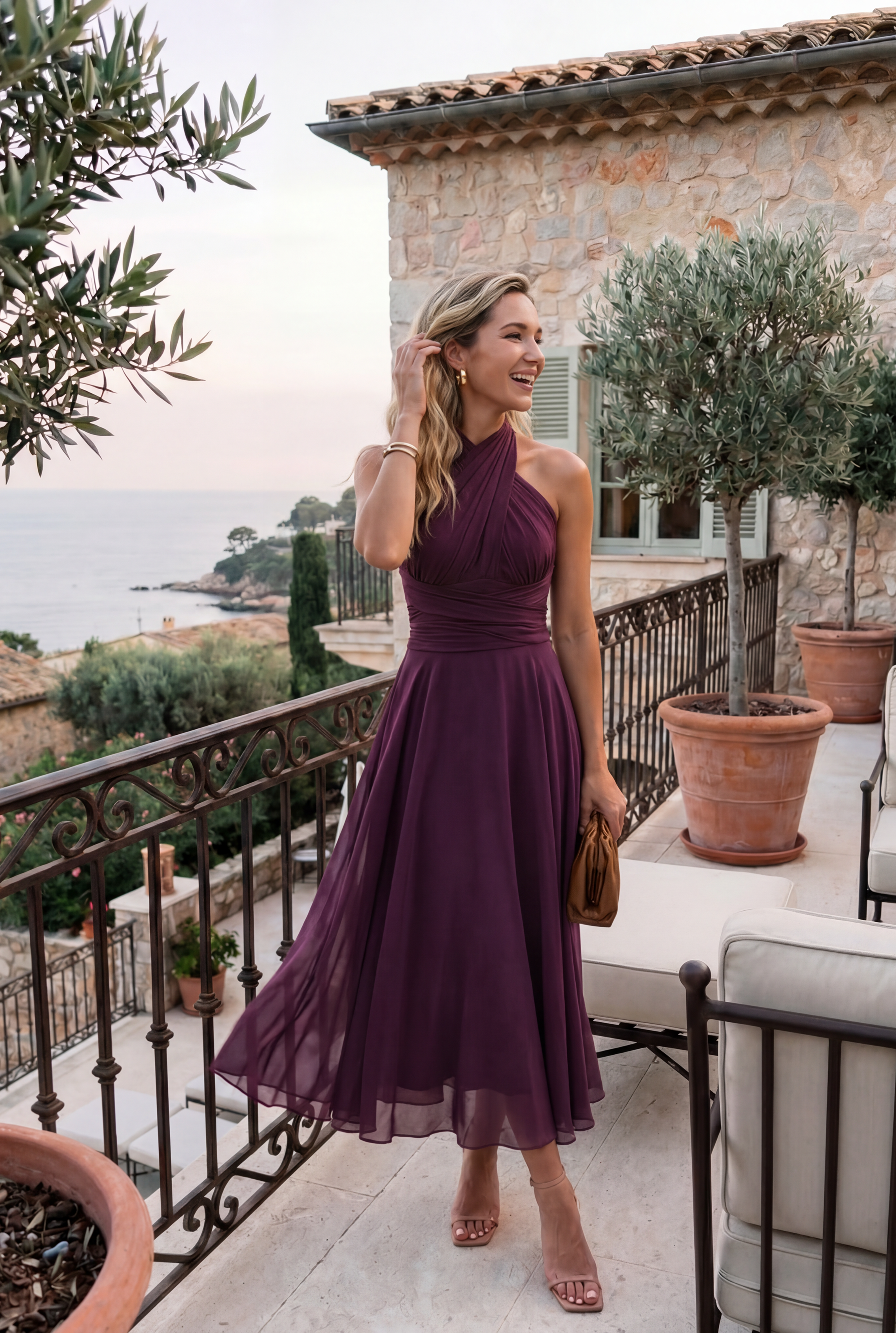 El Murano | Vestido azul marino multiposición con falda asimétrica